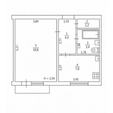 1 кімнатна квартира, пл. 36,5 кв.м Чугуїв